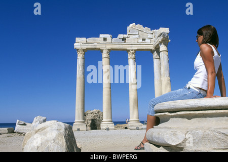 Apollon Tempel Side Türkei Türkische Riviera Kultur Europa Reisen Ruinen Spalten alten Ferien Urlaub Stockfoto