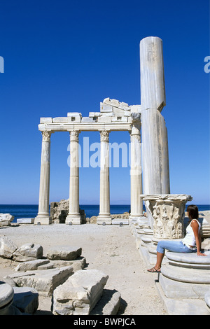 Apollon Tempel Side Türkei Türkische Riviera Kultur Europa Reisen Ruinen Spalten alten Ferien Urlaub Stockfoto