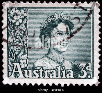 Australien - ca. 1950er Jahre: Eine Briefmarke gedruckt in Australien zeigt Königin Elizabeth II, ca. 1950er Jahre Stockfoto