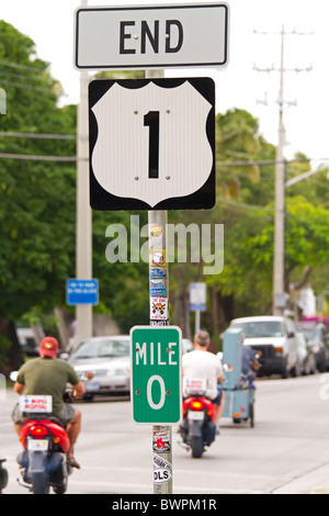 Ende der Autobahn eins, 1, in Key West, Florida. Stockfoto