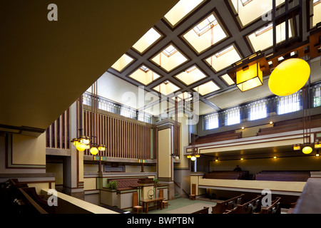 Interieur von Frank Lloyd Wright entworfen Unity Temple, Oak Park, Illinois, USA Stockfoto