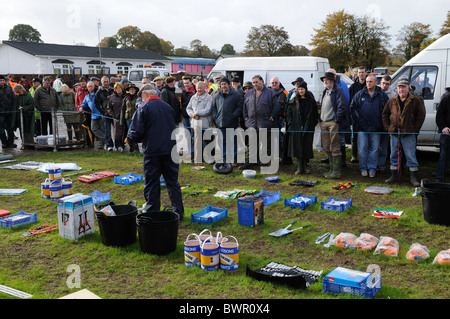 Llandeilo Stadt Carmarthenshire Auktion Tools Schmerzen und Landwirtschaft und allgemeine Haushaltswaren Wales Cymru UK GB Stockfoto