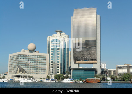 Vereinigte Arabische Emirate Asien Naher Osten VAE Dubai City Skyline Hotel Sheraton Dubai Creek Tower National Bank of Stockfoto