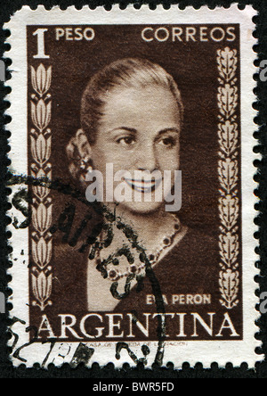 Argentinien - CIRCA 1948: Eine Briefmarke gedruckt in Argentinien zeigt Eva Peron, ca. 1948 Stockfoto