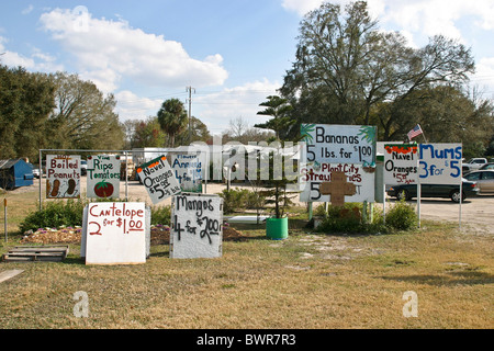 Frische Produkte stehen auf der Interstate 4 in Plant City, Florida © Myrleen Pearson Stockfoto