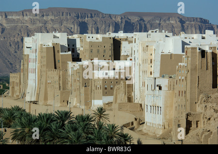 Jemen Shibam Altstadt UNESCO World Heritage Architektur Wadi Hadramaut Hadhramaut Hadramaut Süd Jemen Ara Stockfoto