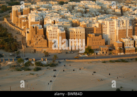 Jemen Shibam Altstadt UNESCO World Heritage Architektur Wadi Hadramaut Hadhramaut Hadramaut Süd Jemen Ara Stockfoto