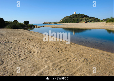 Strand in der Nähe von Rissen di Chia Provinz Cagliari, Sardinien, Italien Stockfoto