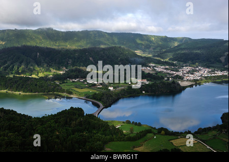 Lagoa Azul und Lagoa Verde, Insel Sao Miguel Stockfoto