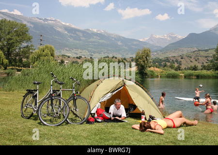 Schweiz Europa bei Sion Les Iles paar Sport Fahrrad Fahrräder Fahrrad Zyklus Kathoden Radfahren Radfahren T Stockfoto