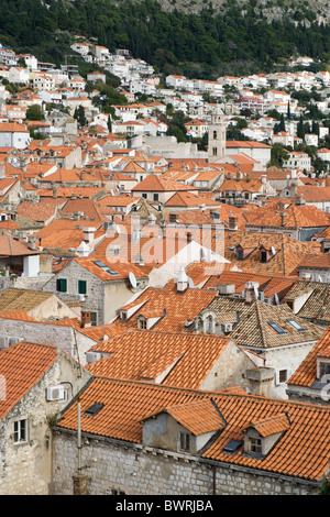 Aufrechte Blick über die Dächer der Altstadt von Dubrovnik Stockfoto