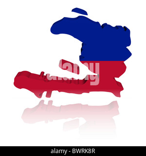 Haiti Karte Flagge 3d Render mit Reflexion illustration Stockfoto