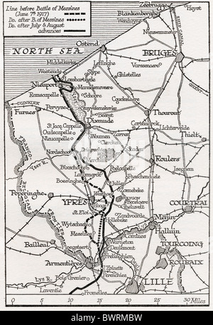 Der Flandern Front Juli und August 1917. Stockfoto