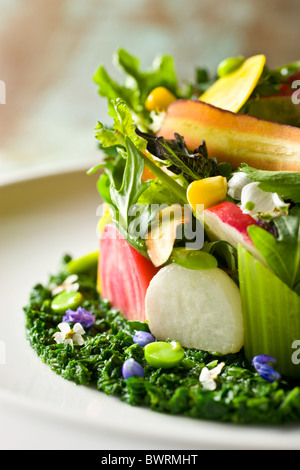 Eine Vielzahl von knackig und zart mit zerkleinerten Kräutern von Tony Esnault, Executive Chef des Adour im The St. Regis New York vorbereitet. Stockfoto