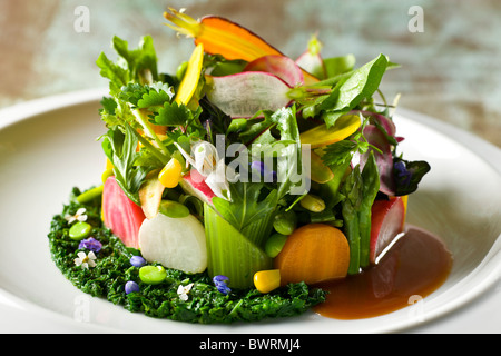 Eine Vielzahl von knackig und zart mit zerkleinerten Kräutern von Tony Esnault, Executive Chef des Adour im The St. Regis New York vorbereitet. Stockfoto