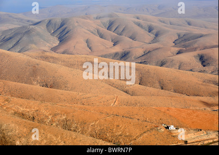 Blick vom Aussichtspunkt Mirador Morro Velosa in Richtung Valle de Santa Ines, Betancuria, Fuerteventura, Kanarische Inseln Stockfoto