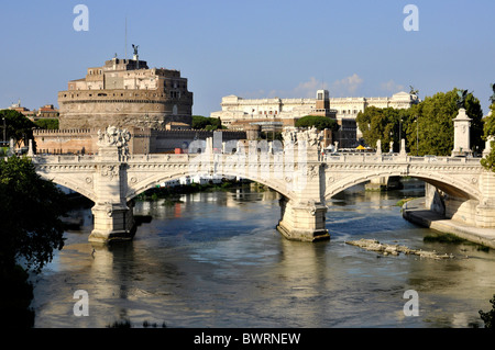 Brücke Ponte Vittorio Emanuele II, des Flusses Tiber, Castel Sant'Angelo, Schloss der Engel, Rom, Latium, Italien, Europa Stockfoto