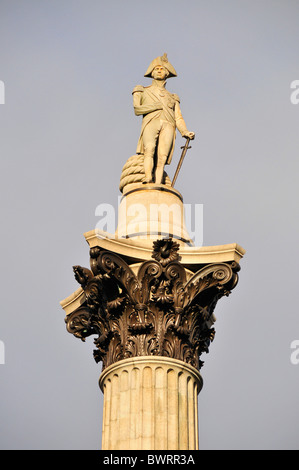 Admiral Lord Nelson auf der Nelsons Säule, Trafalgar Square, London, England, Vereinigtes Königreich, Europa Stockfoto