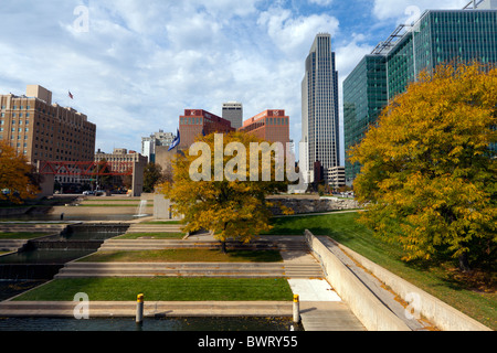 Einen Sturz auf Downtown Omaha, Nebraska. Stockfoto