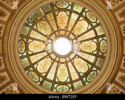 Healy Hirse Stained Glass Dome, Chicago Cultural Center, Illinois Stockfoto