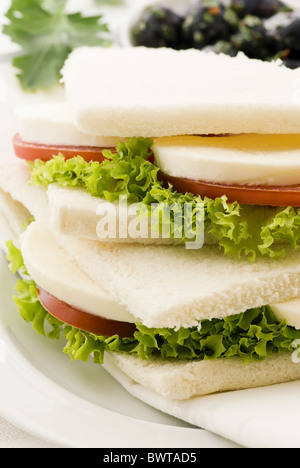 Italienisch-Sandwich mit Tomate und Mozzarella als Nahaufnahme auf einer Platte Stockfoto