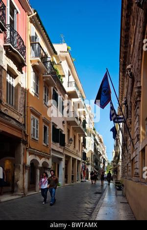 Straßenszene in Korfu, Ionische Inseln Griechenland. Stockfoto