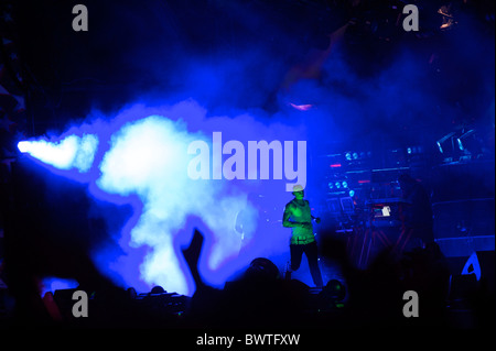 Keith Flint von The Prodigy führt am Finaltag der Bestival 2010 in Newport, Isle Of Wight, England am 12. September 2010. Stockfoto