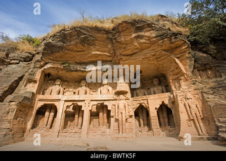 Indien Madhya Pradesh Gwalior Stadt Gwalior Fort Asien reisen Januar 2008 Architektur historische Festung rockt Stockfoto