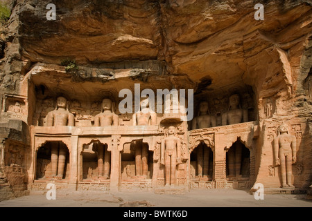 Indien Madhya Pradesh Gwalior Stadt Gwalior Fort Asien reisen Januar 2008 Architektur historische Festung rockt Stockfoto