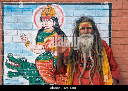 Uttar Pradesh Varanasi in Indien Stadt Benares lokale Mann Asia Travel Januar 2008 Sadhu hindu Hinduismus hinduistischen Stockfoto