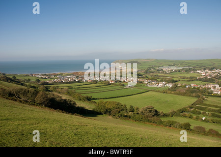 Die North Devon Dorf Croyde betrachtet aus dem nahe gelegenen South West Coastal Path. Stockfoto