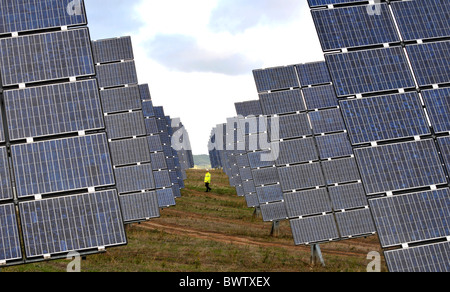 Solarstrom-Bauernhof, Solarstrom Parkkomplex in Los Arcos, Navarra, Spanien Stockfoto