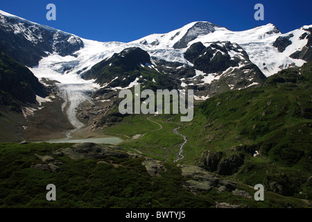 Schweizer Alpen Steingletscher Gletscher Stein See Steinsee Steinlimigletscher Gwachtenhorn Alpine Panorama Berg Stockfoto