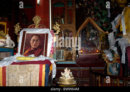 Das Yiga Choeling buddhistische Kloster, gegründet 1850 in Ghoom (oder Ghum) in der Nähe von Darjeeling und einige seiner Schätze Stockfoto