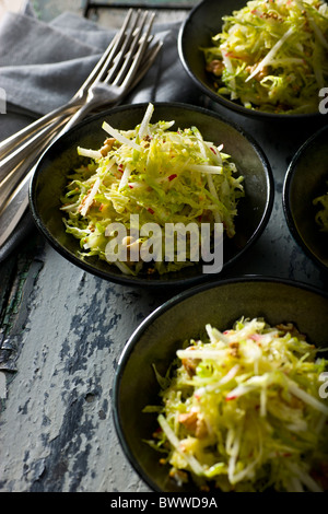 Savoy Cabbage Slaw mit Äpfel, Radieschen und Senfkörner Vinaigrette. Stockfoto