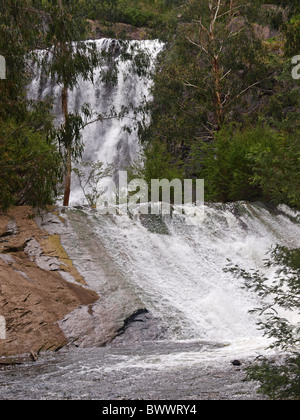 ÜBERLAUF VON EINEM MAROONDAH-DAMM IN DER NÄHE VON HEALESVILLE VICTORIA, AUSTRALIEN Stockfoto