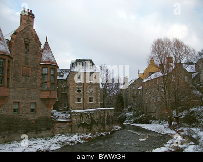 UK - Schottland--2010--der schönen Umgebung von Dean Village im Schnee Stockfoto