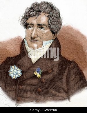 CUVIER, Georges (1769-1832). Französischer Naturforscher. Kupferstich von A. Closs. Farbige. Stockfoto