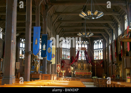 Interieur von der hölzernen St. Katharinen-Kirche in die malerische Stadt Honfleur in Calvados, Normandie, Frankreich. Stockfoto