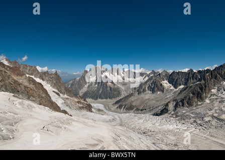 Mer Gletscher 7km lange 200m Tiefe von Aiguille du Midi-Massif du Mont Blanc, Haute-Savoie Frankreich Stockfoto