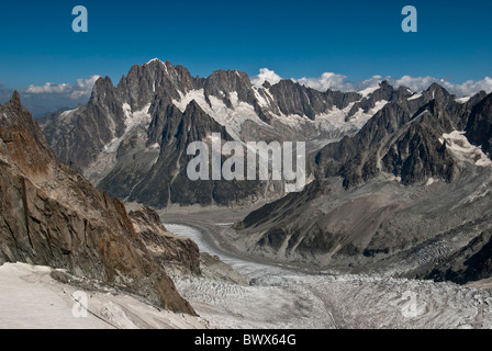 Mer Gletscher vom Aiguille du Midi-Massif du Mont Blanc Stockfoto