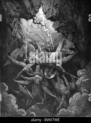 Gustave Doré; Die Mündung der Hölle aus John Miltons Paradise Lost; Schwarz / weiß-Gravur Stockfoto