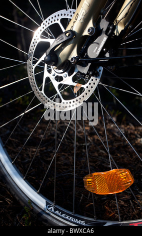 Shimano hydraulische Scheibenbremsen Fahrrad Vorderrad Stockfoto