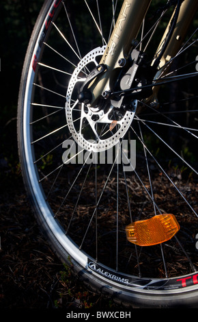 Shimano hydraulische Scheibenbremsen Fahrrad Vorderrad Stockfoto