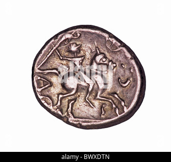 Vorderseite einer keltischen voll gold Stater Tasciovanus, britischen Celtic Stammesführer Stockfoto