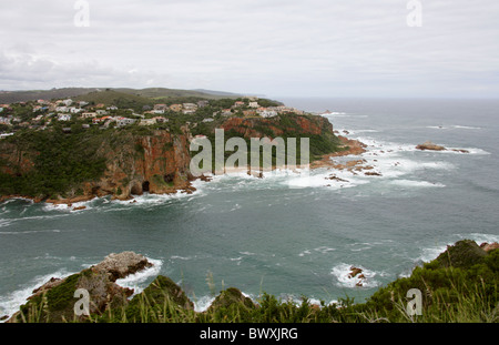 Die Köpfe Featherbed Nature Reserve, Knysna Lagune, Western Cape, Südafrika. Stockfoto