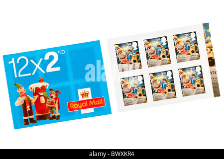 12 Royal Mail Wallace und Gromit 2. Klasse Weihnachtsmarken.  Nur zur redaktionellen Verwendung Stockfoto