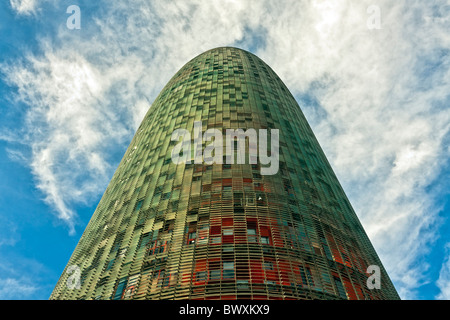 Torre Agbar, Barcelona, entworfen von Architekt Jean Nouvel, Katalonien, Spanien Stockfoto