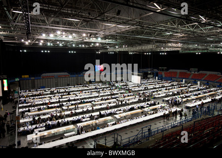 Anzahl der Parlamentswahl 2010 statt, an der National Indoor Arena Birmingham Stockfoto