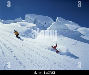 Winter Sport sport Sport Winteraction Bernina Gebiet Graubünden Graubünden Persgletscher Schweiz Europa Stockfoto